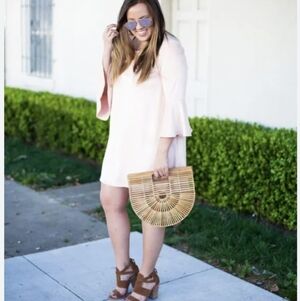 Lungo L’arno linen bell sleeved dress, light pink women’s size medium